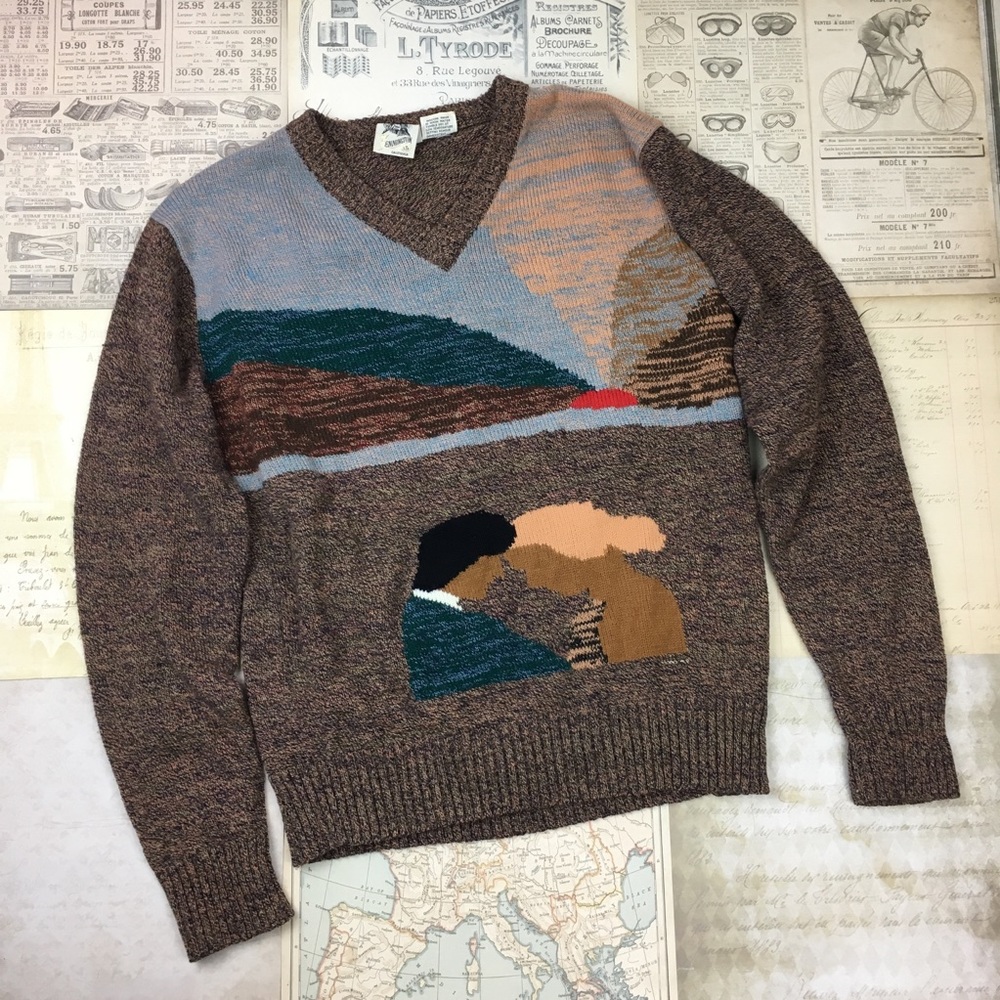 70’s Kennington sweater vintage unisex large silhouette unique art rare